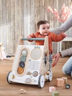 Chariot De Marche Avec Freins HANOÏ En Bois FSC® Multicolore - Vertbaudet -Produits Pour Bébé chariot de marche avec freins hanoi en bois fsc 4