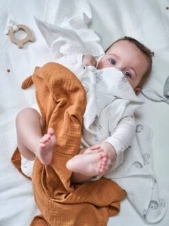 Lot De 3 Langes MINI COMPAGNIE En Gaze De Coton Bio* 2 écrus Imprimés + 1 Uni Caram - Vertbaudet -Produits Pour Bébé lot de 3 langes mini compagnie en gaze de coton bio 4