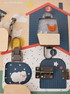 Planche à Verrous En Bois FSC® Multicolore - Vertbaudet -Produits Pour Bébé planche a verrous en bois fsc 3
