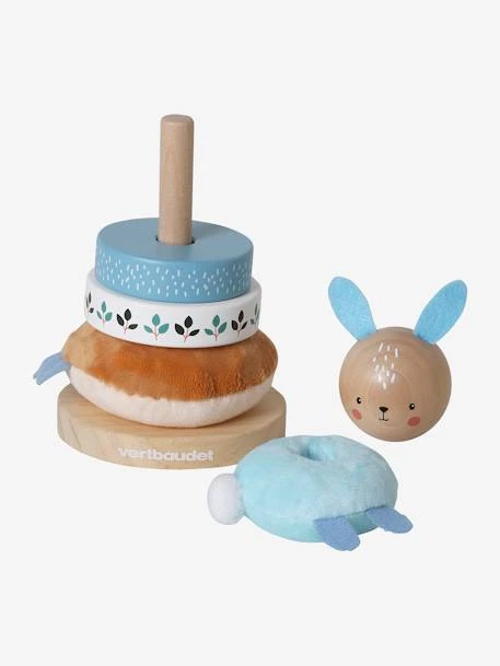 Pyramide à Empiler Tissu Et Bois FSC® Bleu - Vertbaudet 4 Pyramide à Empiler Tissu Et Bois FSC® Bleu - Vertbaudet – Image 2