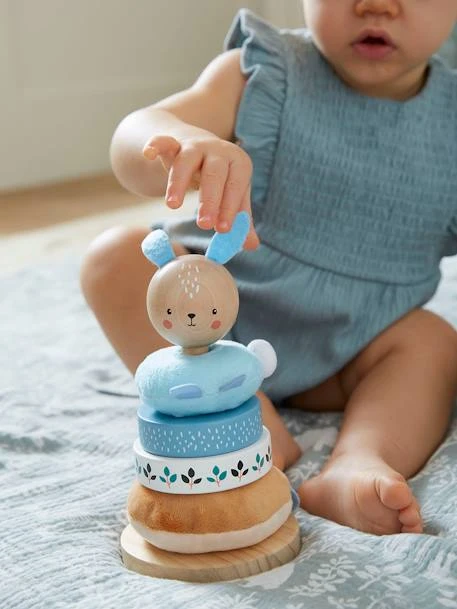 Pyramide à Empiler Tissu Et Bois FSC® Bleu - Vertbaudet 5 Pyramide à Empiler Tissu Et Bois FSC® Bleu - Vertbaudet – Image 3