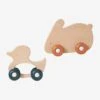 Set De 2 Animaux à Roulettes En Bois Et Silicone Orange - Vertbaudet -Produits Pour Bébé set de 2 animaux a roulettes en bois et silicone